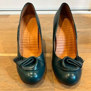 Chie Mihara Dark Teal Leather Heels Never Worn
